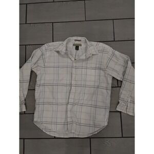 Naturalife The Big Shirt Mens Large White Plaid Button Down 100% Cotton L/S